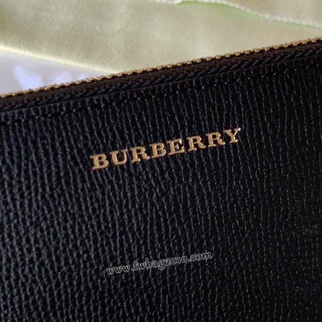 Burberry專門店新款House格紋拼粒紋皮革拉鏈錢包 巴寶莉男女款拉鏈長夾錢包 yxb1010